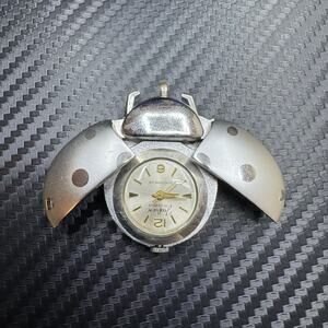 Vintage Jufrex Swiss LadyBug 17 Jewel Pendant Watch Aluminum